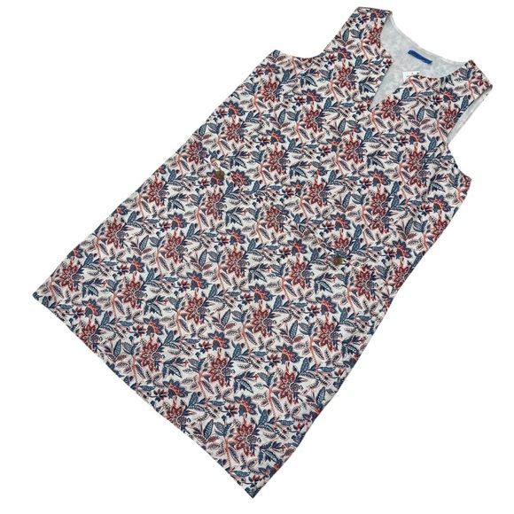 J. McLaughlin Rue Coral/Blue Linen Floral Sleeveless Shift Dress XL NEW $218 - Picture 10 of 16